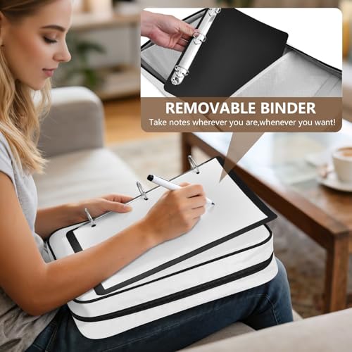 White Solid Color Accordion File Organizer with Zipper, 3 Ring Binder with 7 Pocket Expanding File Folder, 500 Sheet Document Organizer for A4 Letter School Office Supplies