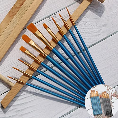 UOHLCX HBJWOV 10 Watercolor Oil Acrylic Artist Painted Pen Nylon Hair Painting Brush Handle Art Supplies Stationery(Blue)