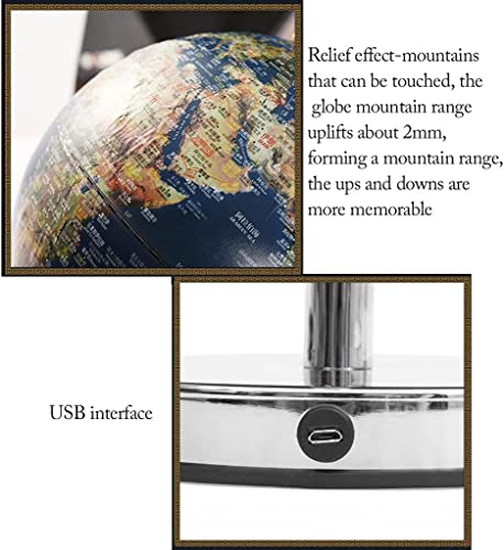 HRTC World Globe Newest World Globe Led Lighted Globe Desktop Education Globe Earth Geography Globe 12 Inch Office Decoration Globe Clear Text Marking