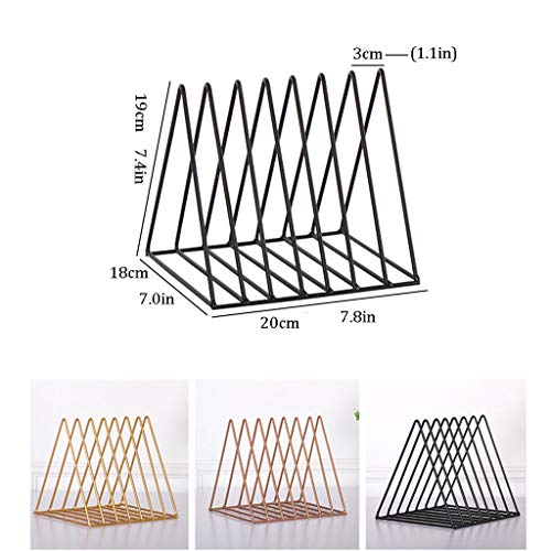 File Holder Triangle Folder Folder Rack Magazine Rack Office Home Decoration Metal Newspaper Rack Magazine Rack File Storage Rose Gold File Folder Rack (Color : A)