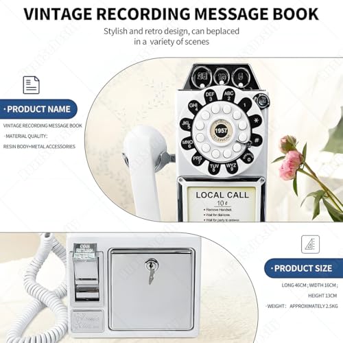HuanSebesity Audio Video Guest Book for Personalized Messages,1080p HD Phone Booth,Customized Phone Guestbook for Bridal Showers,Birthdays,Graduations,Preserve Special Occasions White