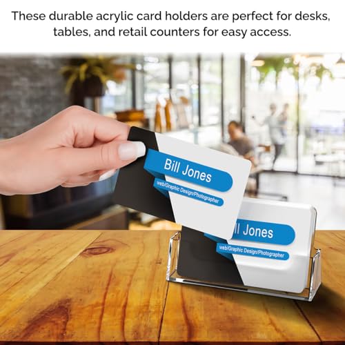 Marketing Holders Business Card Holder Table Display for 3.5" x 2" Contact Cards for Vendor Booths at Tradeshows Expos and Conventions Clear Acrylic Take One Dispenser