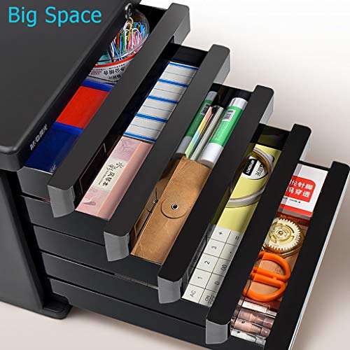noxozoqm Desktop Cabinet 4 Drawers with Safety Lock, Desk Organizer File Cabinet Office Supplies Desktop Storage Organizer Box. (Color : Black)