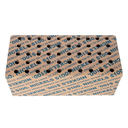 Nickel Holder Box Pack and Ship Storage Box Package of 50 Blue and Brown Holds 50 Wrapped Rolls 100 Dollar Capacity