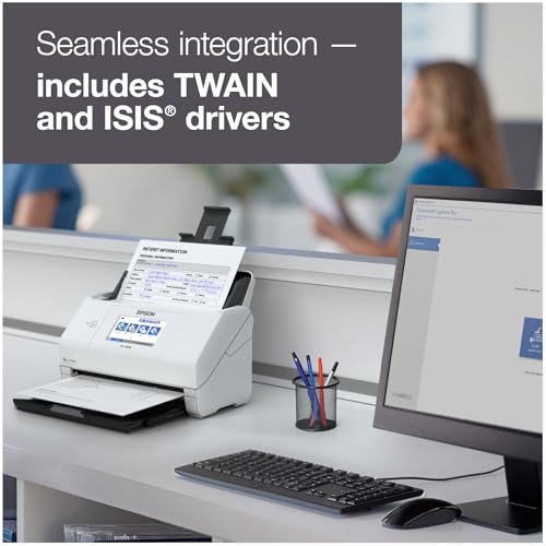 Epson DS-785W Color Duplex Desktop Document Scanner, up to 45 ppm, Wireless/USB Connectivity, ScanWay PC-Free Scanning, 4.3" LCD Touchscreen, 100-Page Auto Document Feeder (ADF), Twain/ISIS Drivers