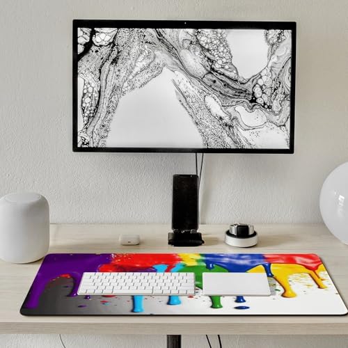 Paint Splatter Backdrop Locked Edge Desk Mat & Mouse Pad Premium Rubber Desk Protector Large Size for Laptop/Keyboard Multi-Size Optional for Home Office Internet Cafe