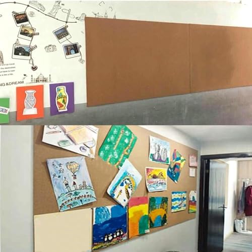 UBNMIUBV Cork Board Self-Adhesive Cork Board Roll, Message Board Suitable, DIY Crafts for Bulletin Board Door Sign Floor Wall Decoration for Office & Home Decor,Brown-1.22x4.10m