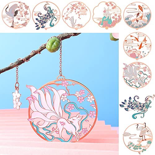 Bookmark Metal Creative Bookmark, Chinese Style Unique Hollow Out Bookmarks with Tassel Book Marker Clip Reader Student Office School Stationery Supplies Metal Bookmark (Color : 4) (13)