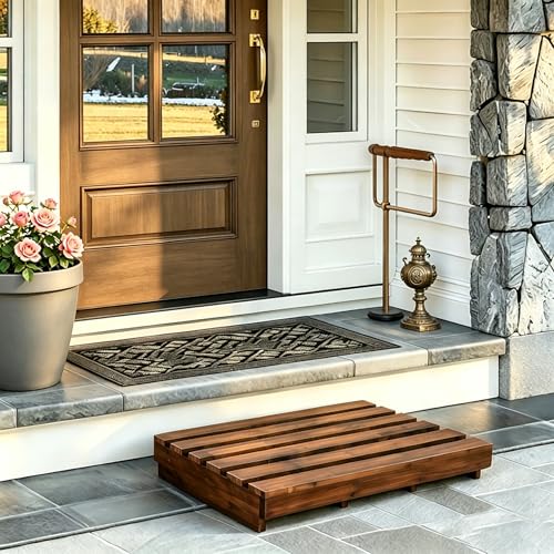 Wooden One Step Stool - Solid Pine Step Vertical Board with Anti Slip pad, Suitable for Elderly People's Wooden Step Stool, High Bed, Bathroom, Kitchen (23.6" L*15.7" W*3.9" H), Natural