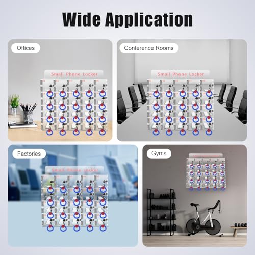 PerCbynne Cell Phone Locker for Classroom, 20 Slots Acrylic Phone Pocket Chart Storage Organizer, Wall-Mounted Classroom Telephone Storage for Office Conference Rooms
