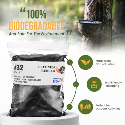 Black High Heat UV Resistant #32 Platinum Rubber Crepe Band (3" x 1/8") Premium Angler Rubberbands (32-5lb)