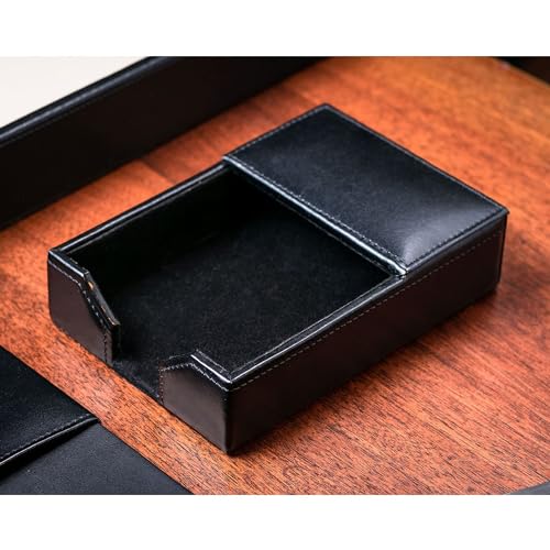 Dacasso Black Bonded Leather 4" x 6" Memo/Note Holder for Desktop or Boardroom - Executive Decor & Office Organization Essential