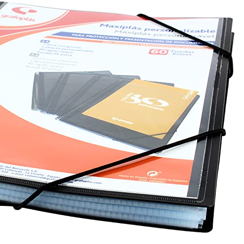 Grafoplás 39844010 Maxiplas Custom Spiral Binder, 40 Covers, Black, 30.8 x 24 x 20