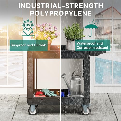 YITAHOME Black Utility Cart on Wheels, 550 lbs Capacity, 40 x 17 Inch