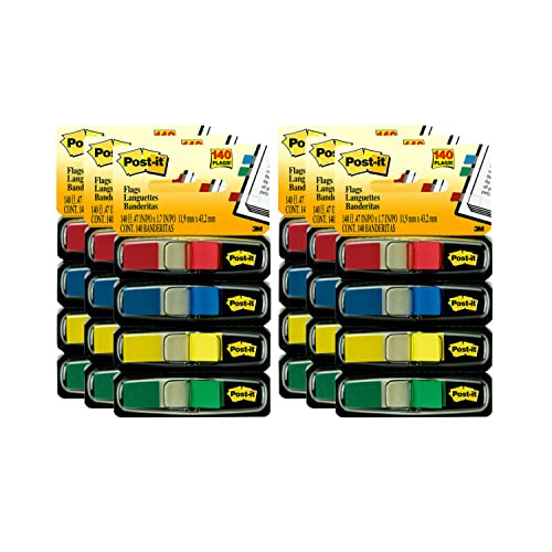 Post-it Flags, 35/Dispenser, 4 Dispensers/Pack, .47 in Wide, Assorted Primary Colors (683-4-6PK)
