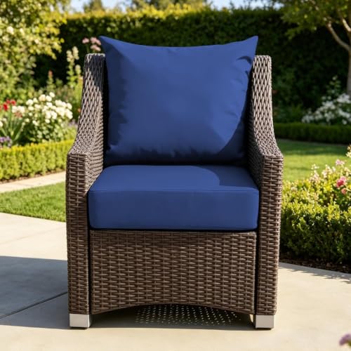 Ojtuyht 4 3/4" High Back Seat Cushion with Ties, Dining Chairs Seat Cushion Sunscreen Water Proof Removable, Replacement Cushions for Patio Garden(ligjt Grey,25 1/2" x25 1/2")