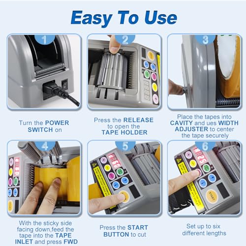 Automatic Tape Dispenser,Upgrade Ribbon Cutting Machine,Electric Tape Cutting Machine with Manual&Auto Tape Cutter Ribbon Cutting 6-60mm Width 999mm Max Cutting Length for Flower Warehouse Office