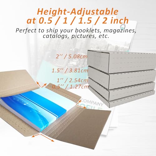 CH-BOX 150 Pack 12-1/8" x 9-1/8" x 2" Corrugated Easy-Fold Mailer, Height Adjustable, White (EM1292-150)