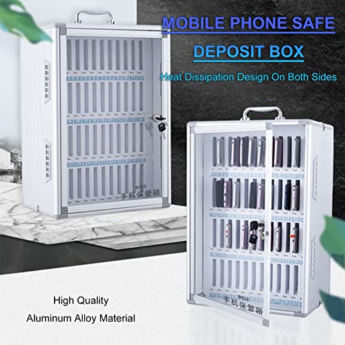 Phone Storage Box, Mobile Phone Pocket Chart, Aluminum Alloy Clear Phones Storage Cabinet, for Office Classroom, The Phone Lock Box Cell Phone Holder (Silver 24，Silver-24