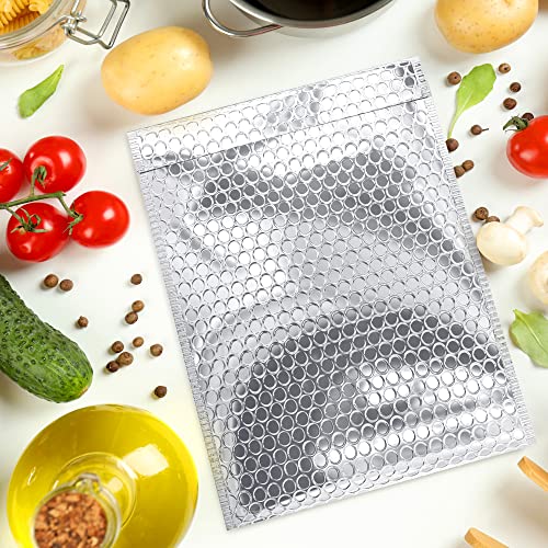 AMIFF Thermal Bubble Mailers, 10 x 10.5 Inch Silver Foil Metallic Insulated Mailer, Padded Shipping Envelopes, Reflective Lining, Pack of 100