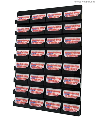Marketing Holders Hanging Business Card Rack with Hardware for 3.5" x 2" Contact Cards in Medical Dental Offices 32 Slots Black Acrylic 1 Piece
