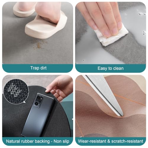 CWAQWC Round Rolling Chair Mat for Hard Floors, Computer Under-Desk Mats