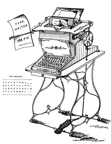 Typewriter 1875 Ndrawing American By WR Edelen 1875 Poster Print by (24 x 36)