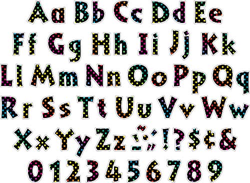 Barker Creek Letter Pop-Out Set, 4” Dot to Dot, Set Includes 510 4" Letters, Numbers & Punctuation Marks, Multicolor Designer Letters, Office, Home, and School Décor (4427)