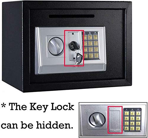 TBLOTYD Home Safe Cash Safety Box Waterproof Wall Mounted Money Deposit Box with Lock Key Home Use Safety Box/23X17X17Cm，35X25X25Cm(16L) Black