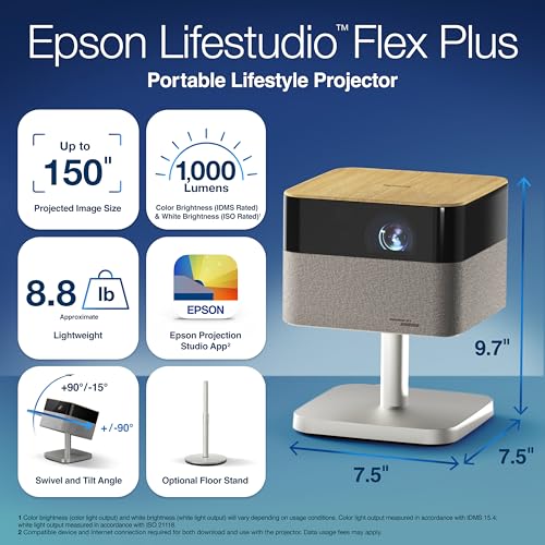 Epson Lifestudio Flex Plus 4K PRO-UHD Portable Lifestyle Projector