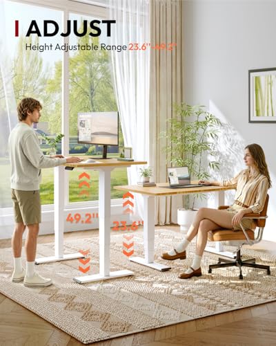 SANODESK Solid Bamboo Dual Motor Standing Desk, 220 lbs, 60×30