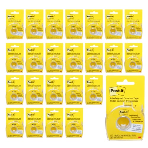 Post-it Labeling and Cover-up Tape 658, 1 in x 700 in (25.4 mm x 17.7 m) - [24 Pack]
