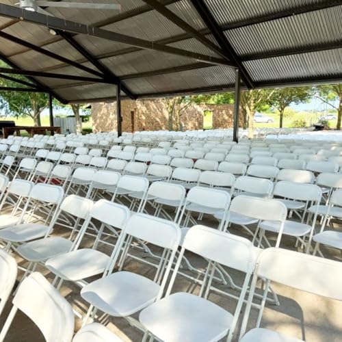 hiLISS White Folding Chairs 10-Pack,Portable Events Chairs, Plastic Folding Chair, Stylish 650 lb Capacity for Party, School and Church