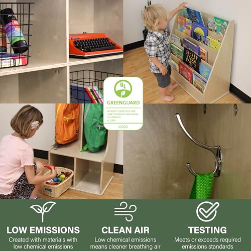 FDP Birch 5-Compartment Storage Cabinet 30 inch Height Organize Books, Toys, Games, Art Supplies, Durable, Sturdy Furniture for Home, Daycare, Preschool, Montessori Classroom - Natural, 15933-NT