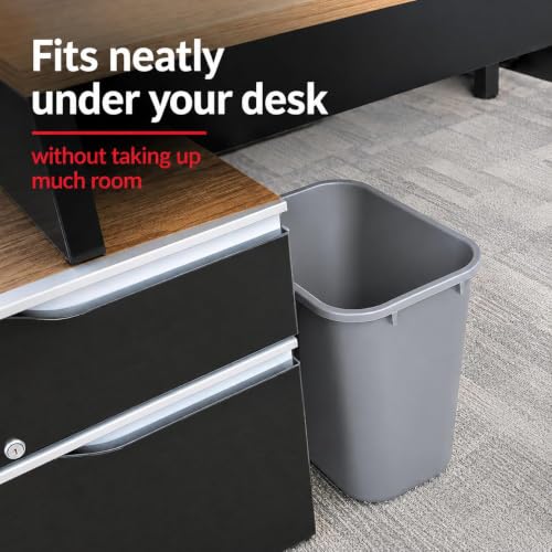 7 Gallon Gray Recycling Wastebasket Under Desk Plastic Trash Can | 10 PACK