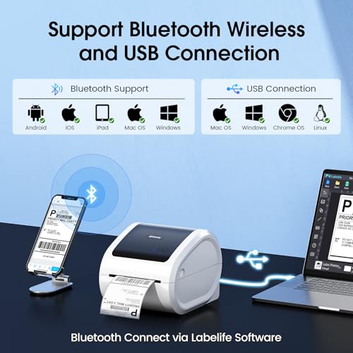 Omezizy Bluetooth Shipping Label Printer with Built-in Label Compartment