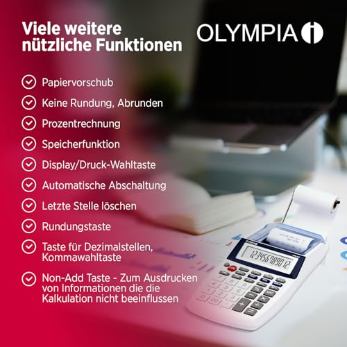 Olympia CPD 425 Calculator Printer 12-Digit LCD 119.9 x 102.2 x 45.7 mm