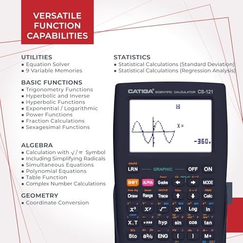 CATIGA Scientific Calculators with Graphic Functions, Graphing Calculators with Multiple Modes, Scientific Calculators for Students, High School or College Courses, Calculadora Cientifica, CS-121
