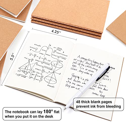 feela 170 Pack Blank Kraft Notebooks, Unlined Sketchbook Mini Cute Note Pad for Drawing Writing, Journal Bulk For Kids Students Office School Supplies, A6, 48 Pages, 4.25” X 5.5”, Black and Brown