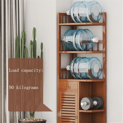 VHDY85KA Bookcase Corner Cabinet, Bedroom, Floor to Ceiling Living Room Side Cabinet, Storage Cabinet, Bookshelf Modern(Brown,Medium)