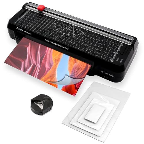 Olympia 4 in 1 Laminierset für A4 Laminator mit Papierschneider A245 Combo 4 in1 Laminiergerät + integriertes Schneidelineal + Laminierfolien-Set + Eckenrunder