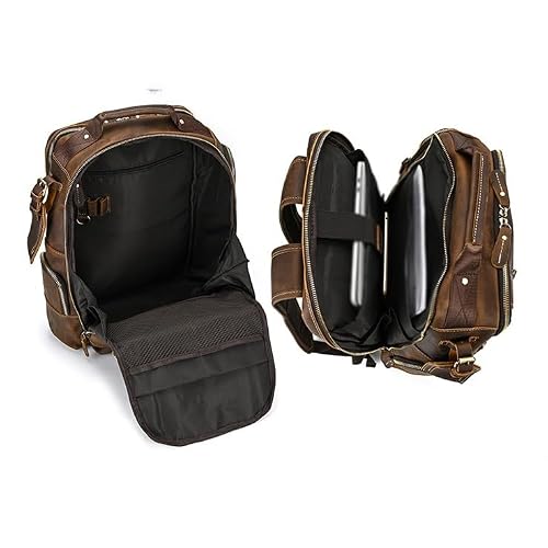 AODFDSJH Leather Backpack for MenLaptop Bag Large Hiking Daypack Business Travel Rucksack