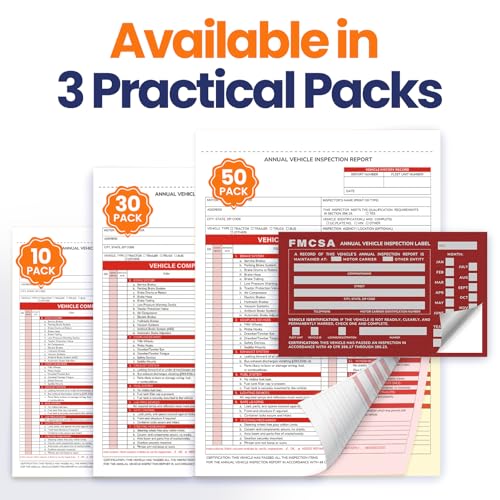 Annual Vehicle Inspection Record Kit, 50 Sets, NCR Forms and Red Labels