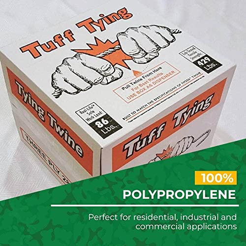SGT KNOTS Tuff Tying Twine - Polypropylene, UV, Moisture and Chemical Protection Twine for Commercial Bundling, Packaging (3 ply - 2800ft, White)