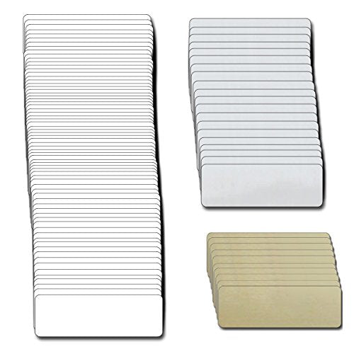 Magnetic Name Tags with Super Strong Magnetic Fasteners UNATTACHED - 100 pk Kit - Crystal Clear Gloss Printable Labels - 70 White 20 Silver and 10 Gold Name Badges with 1/8th Rounded Corners 1 X 3in.