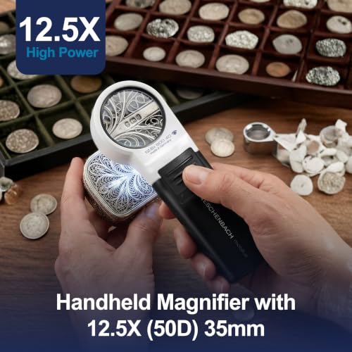 Eschenbach Mobilux LED Handheld Magnifier, 12.5X, 30 mm, 50D