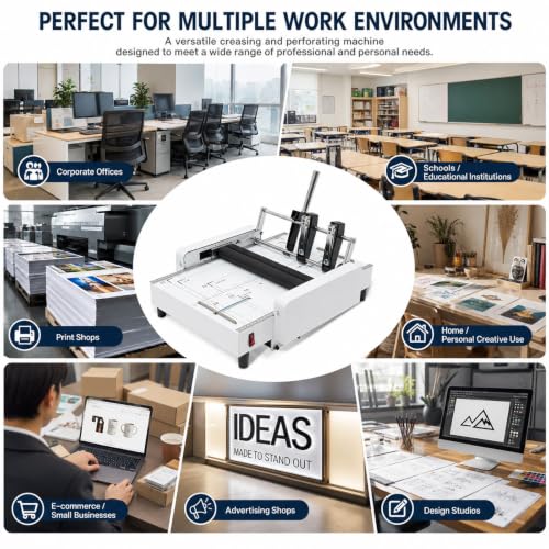 GmhXylophyte Booklet Maker A3 Paper Folder Stapler Machine, Multifunctional Automatic Book Maker Stapling Machine, Built-in Precision Scale On The Deck for Easy Paper Alignment A