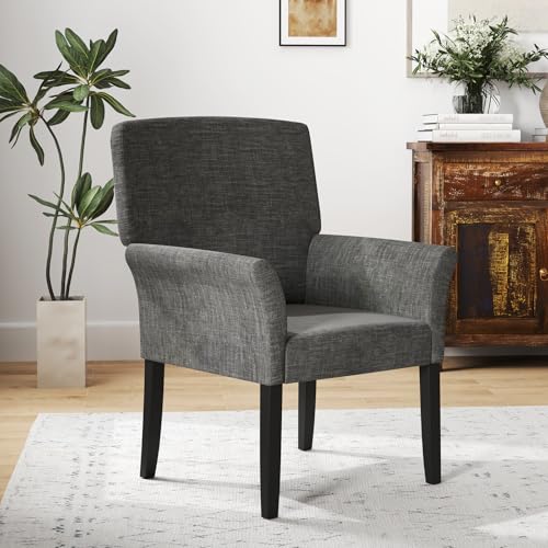 GIANTEX Office Waiting Room Chairs, Fabric Executive Guest Chair, Upholstered Reception Chair with Padded Arms, Backrest, Wood Legs, Guest Chairs for Meeting Room, Conference Room Chairs