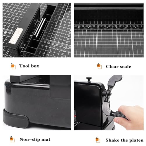 Eiwitany A3 Heavy Duty Paper Cutter, Industrial Paper Guillotine Trimmer 3 Replacement Blades, Width 440mm ±0.2mm, 40mm Cutting Thickness, Industrial Leather Trimmer Cards, Leather (Black)