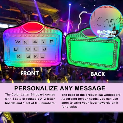 pedenencelia Club Signs for Bottle Service/VIP Bottle Service Sign - Customizable Message Board W/Interchangeable Letters & Numbers, 7-Color Light, Rechargeable for Weddings,Bar & Night Club